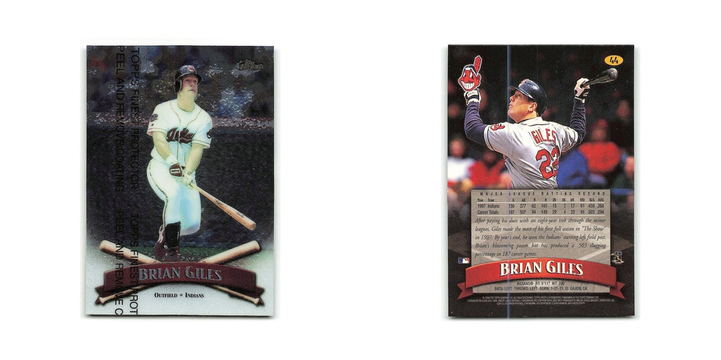 Brian Giles 1998 Topps Finest w Coating #44 Cleveland Indians Baseball Card NM