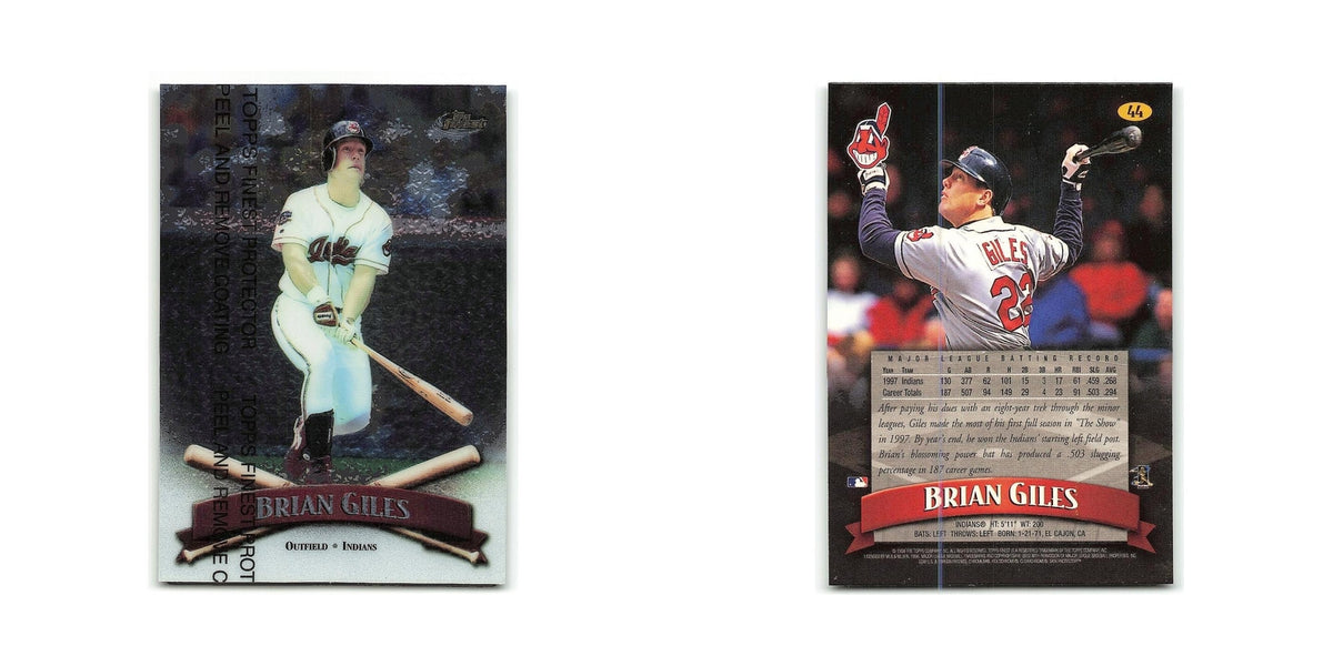 Brian Giles 1998 Topps Finest w Coating #44 Cleveland Indians Baseball Card NM
