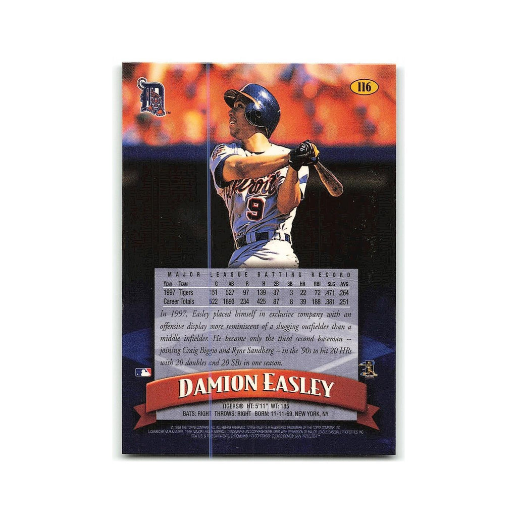 Damion Easley 1998 Topps Finest w Coating #116 Detroit Tigers Baseball Card NM