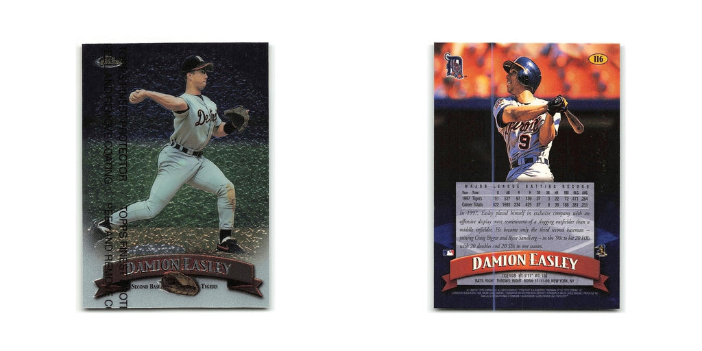 Damion Easley 1998 Topps Finest w Coating #116 Detroit Tigers Baseball Card NM