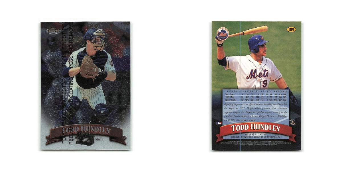 Todd Hundley 1998 Topps Finest w Coating #109 New York Mets Baseball Card NM