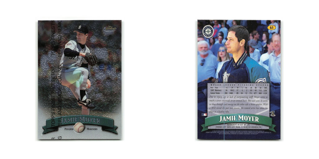 Jamie Moyer 1998 Topps Finest w Coating #63 Seattle Mariners Baseball Card NM