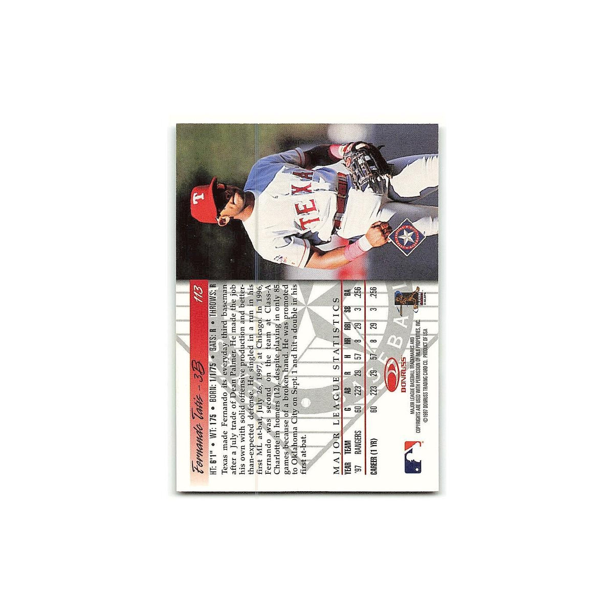 Fernando Tatis Rookie 1998 Donruss #113 Texas Rangers Baseball Card NM