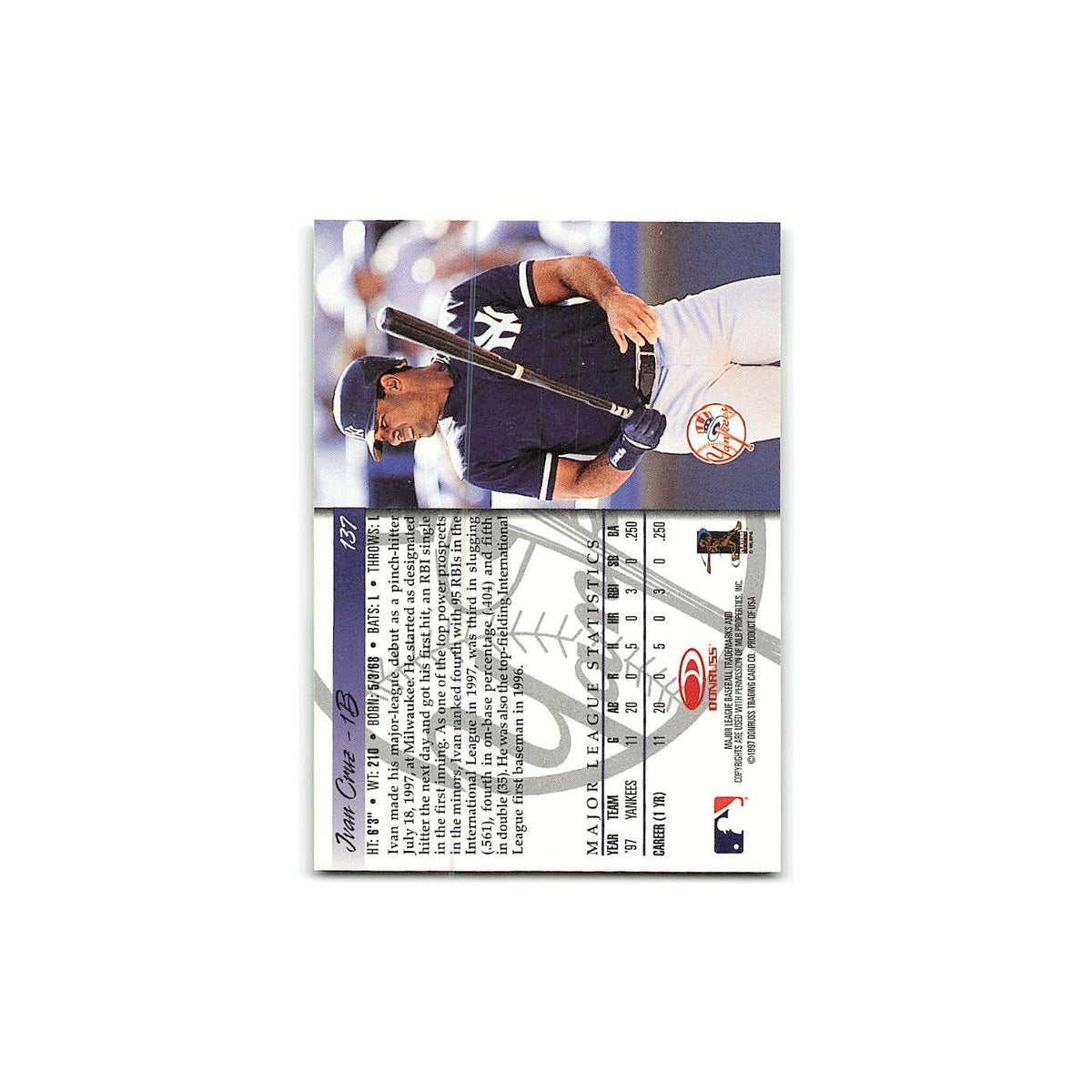 Ivan Cruz 1998 Donruss #137 New York Yankees Baseball Card NM