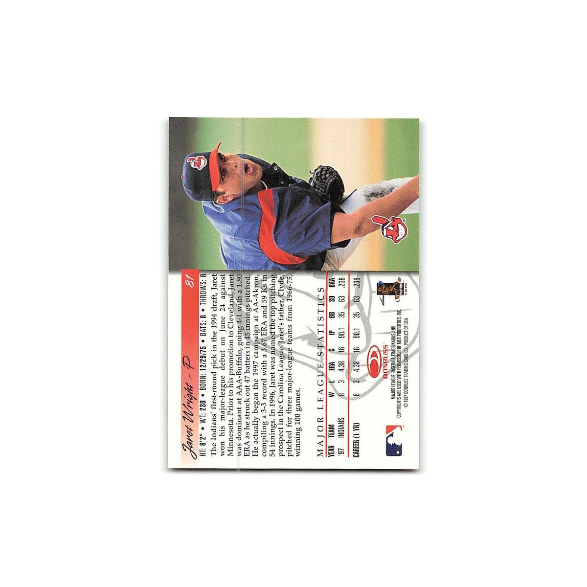 Jaret Wright Rookie 1998 Donruss #81 Cleveland Indians Baseball Card NM