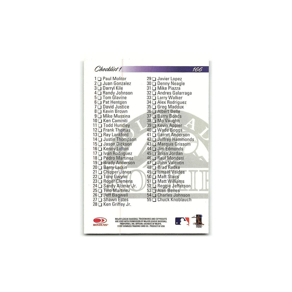 Larry Walker 1998 Donruss #166 Checklist Baseball Card NM