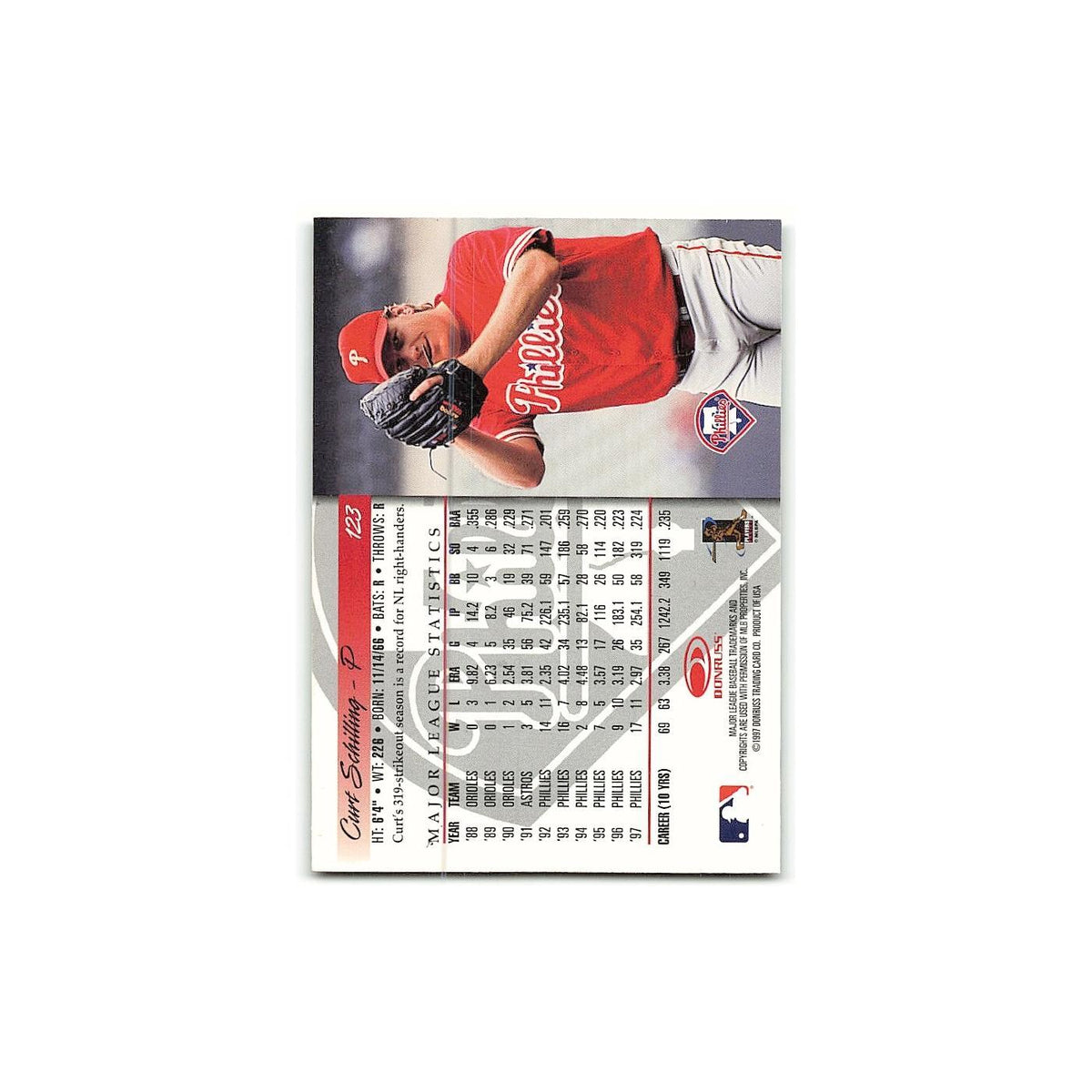 Curt Schilling 1998 Donruss #123 Philadelphia Phillies Baseball Card NM