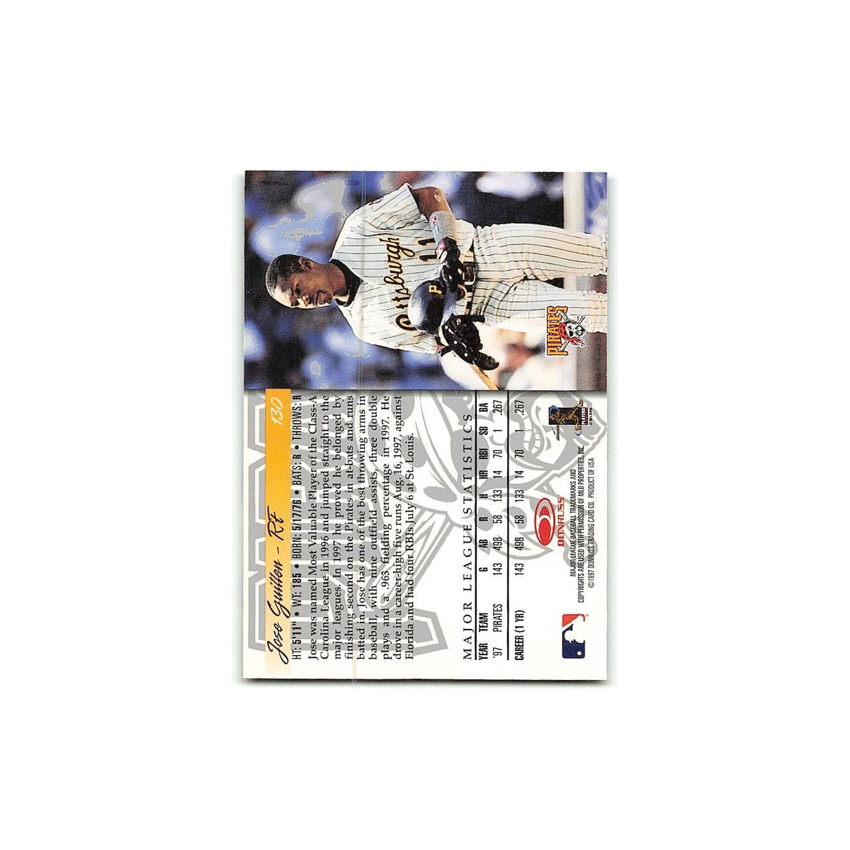 Jose Guillen 1998 Donruss #130 Pittsburgh Pirates Baseball Card NM