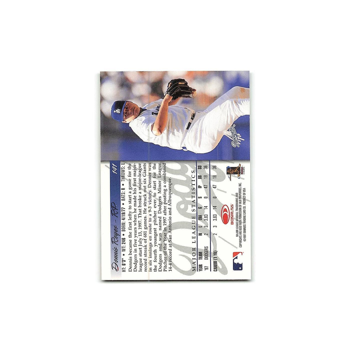 Dennis Reyes Rookie 1998 Donruss #141 Los Angeles Dodgers Baseball Card NM
