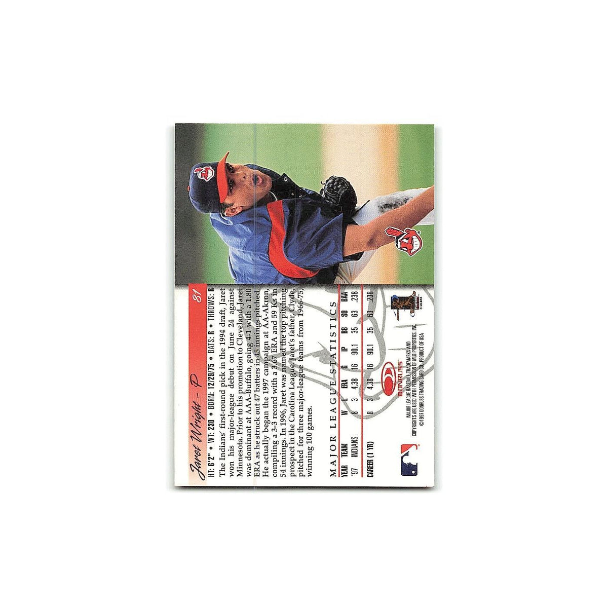 Jaret Wright Rookie 1998 Donruss #81 Cleveland Indians Baseball Card NM