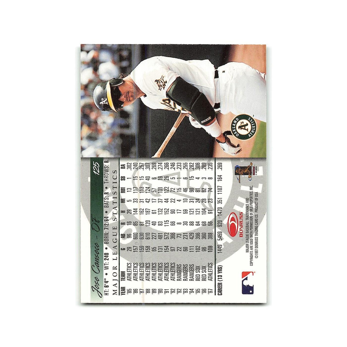 Jose Canseco 1998 Donruss #125 Oakland Athletics Baseball Card NM