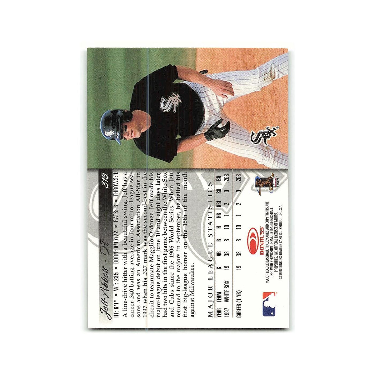 Jeff Abbott Rookie 1998 Donruss #319 Chicago White Sox Baseball Card NM