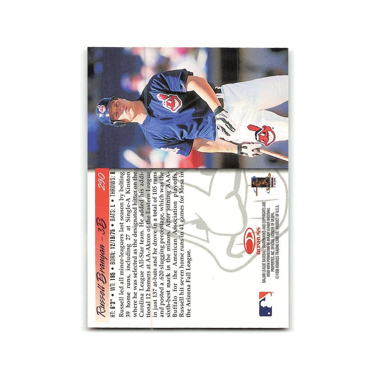 Russell Branyan Rookie 1998 Donruss #290 Cleveland Indians Baseball Card NM