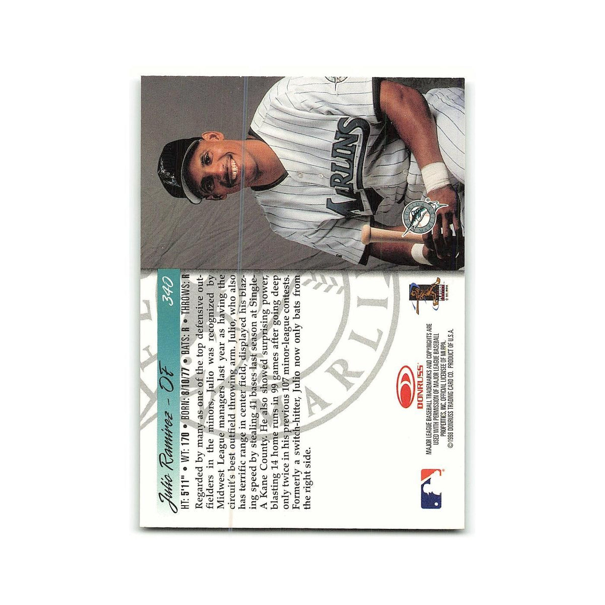 Julio Ramirez Rookie 1998 Donruss #340 Florida Marlins Baseball Card NM