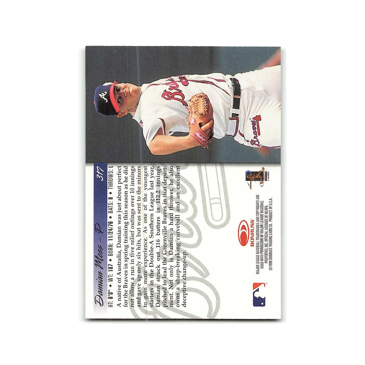 Damian Moss Rookie 1998 Donruss #317 Atlanta Braves Baseball Card NM