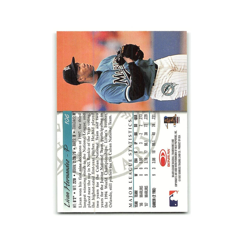Livan Hernandez Rookie 1998 Donruss #106 Florida Marlins Baseball Card NM
