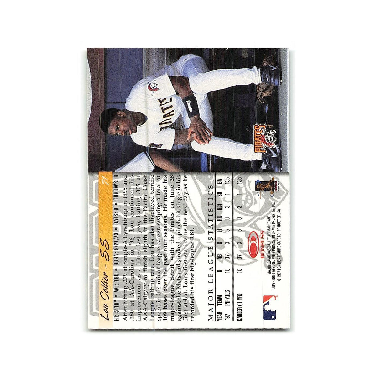 Lou Collier Rookie 1998 Donruss #22 Pittsburgh Pirates Baseball Card NM