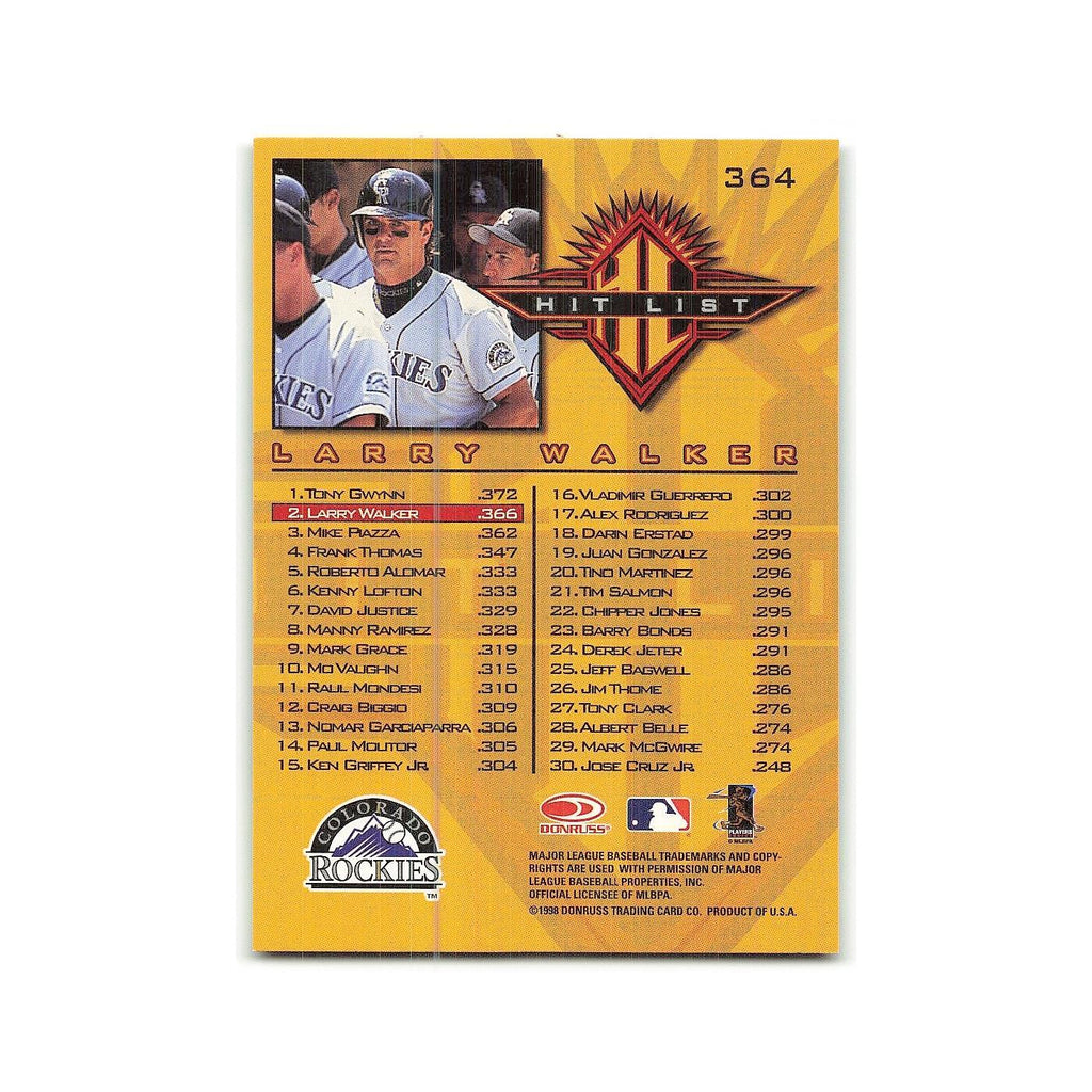 Larry Walker 1998 Donruss #364 Colorado Rockies Baseball Card NM