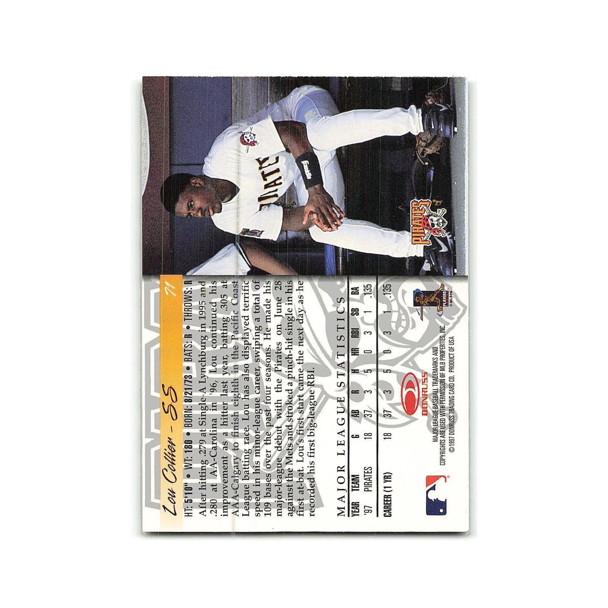 Lou Collier Rookie 1998 Donruss #71 Pittsburgh Pirates Baseball Card NM