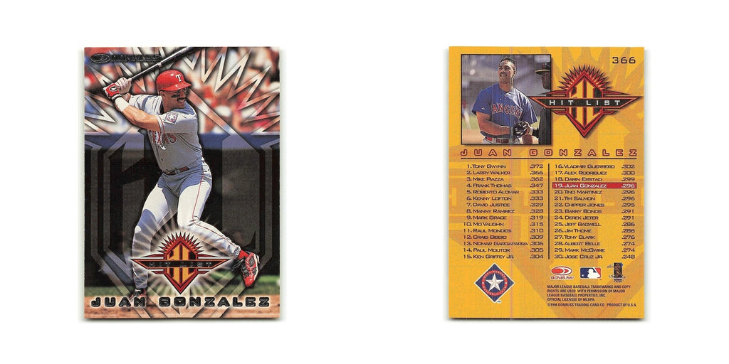 Juan Gonzalez 1998 Donruss #366 Texas Rangers Baseball Card NM