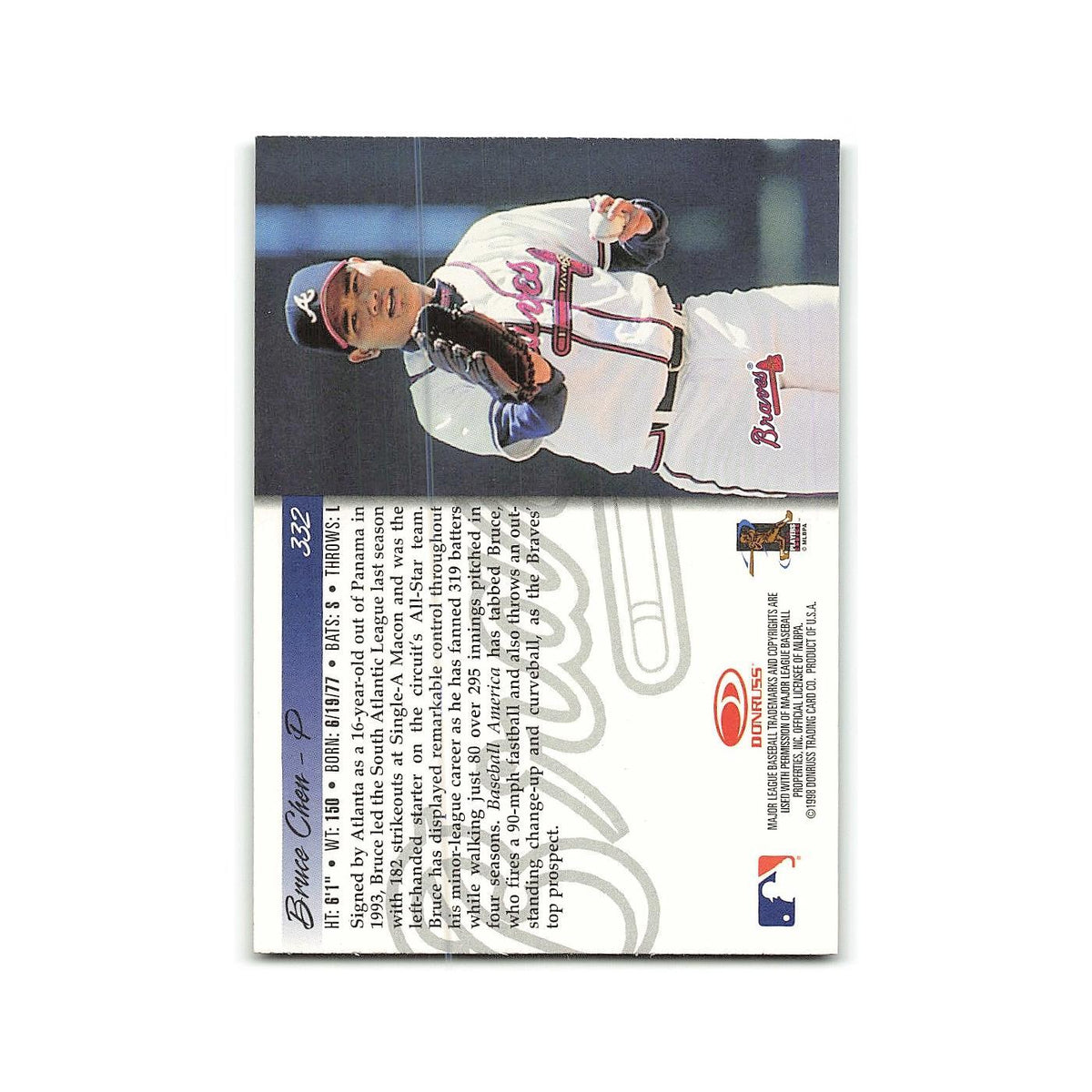 Bruce Chen Rookie 1998 Donruss #332 Atlanta Braves Baseball Card NM