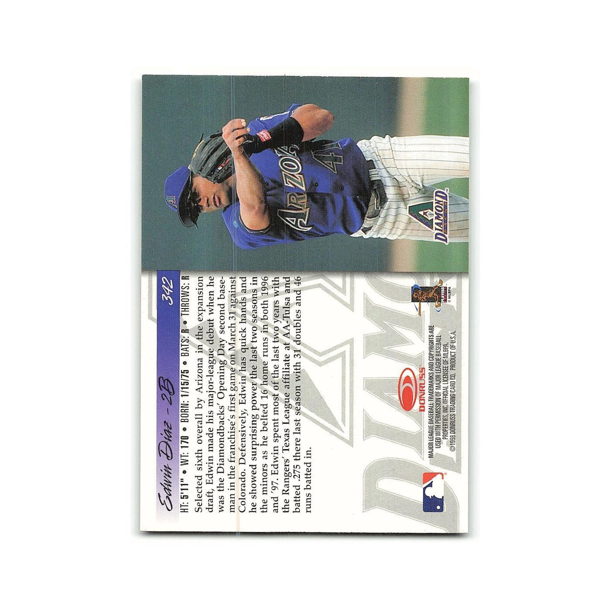 Edwin Diaz Rookie 1998 Donruss #342 Arizona Diamondbacks Baseball Card NM