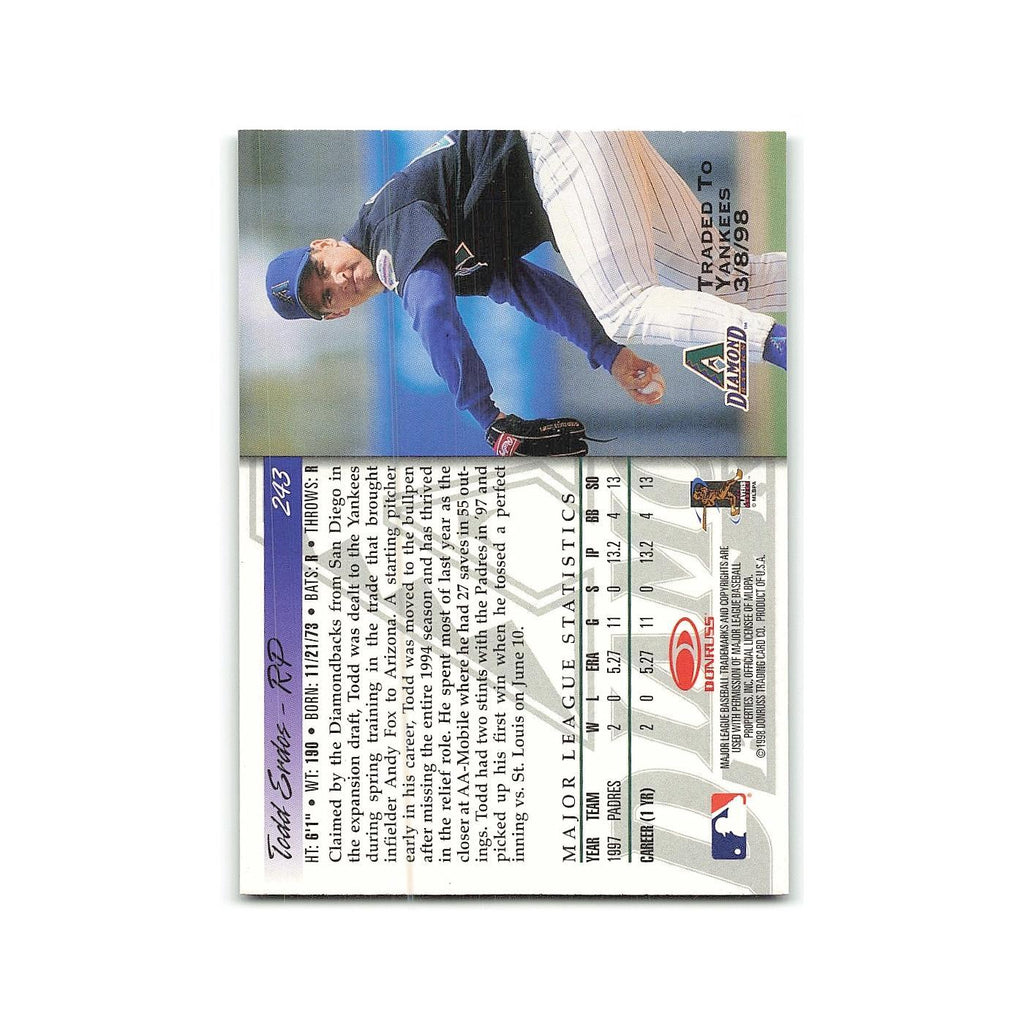 Todd Erdos Rookie 1998 Donruss #243 Arizona Diamondbacks Baseball Card NM