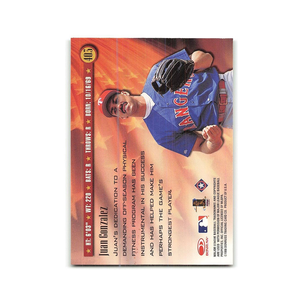 Juan Gonzalez 1998 Donruss #403 Texas Rangers Baseball Card NM
