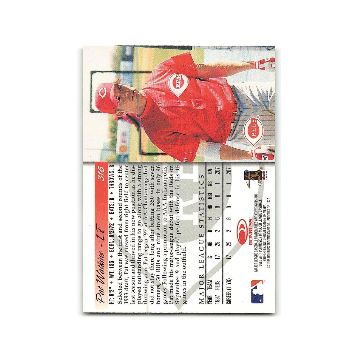 Pat Watkins Rookie 1998 Donruss #316 Cincinnati Reds Baseball Card NM