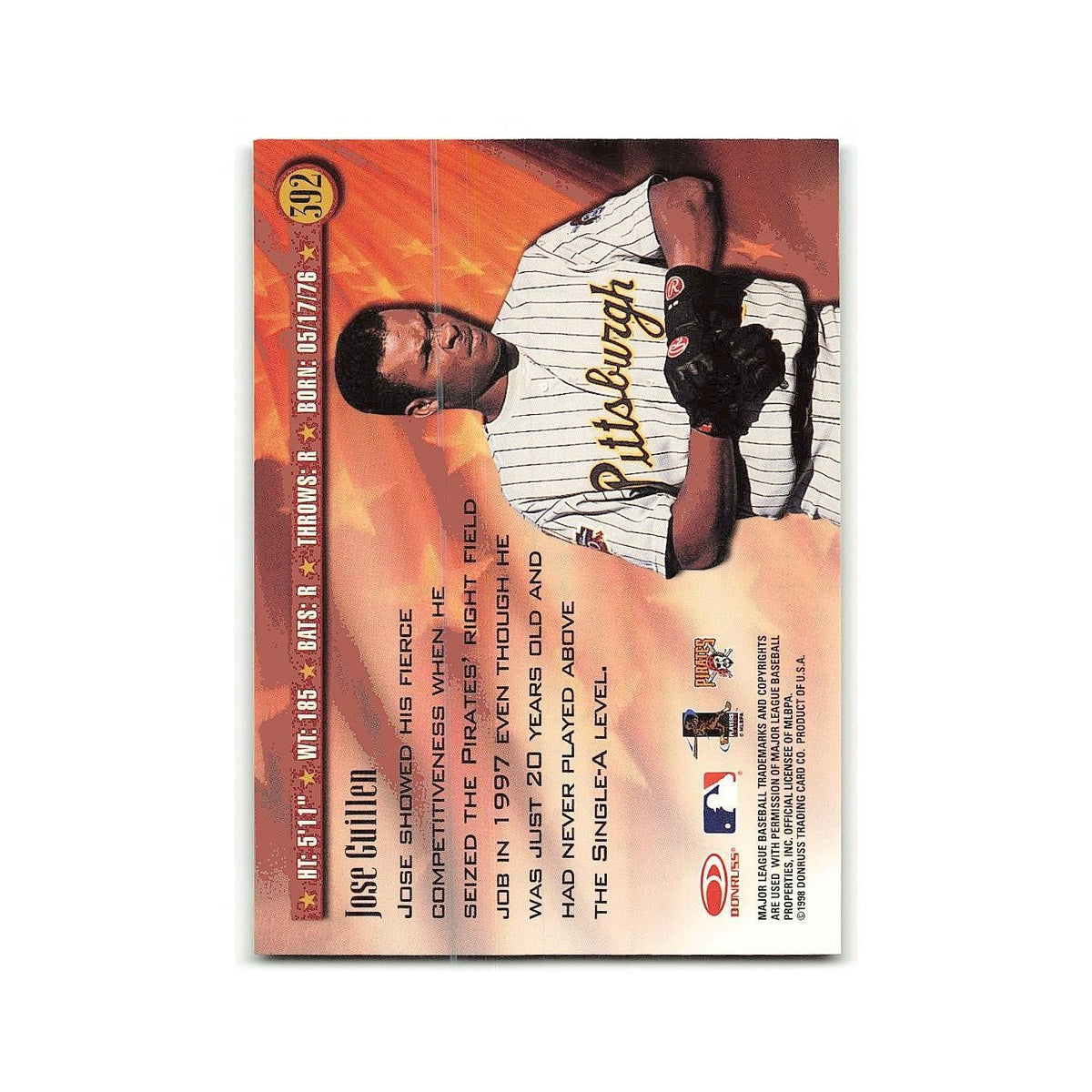 Jose Guillen 1998 Donruss #392 Pittsburgh Pirates Baseball Card NM