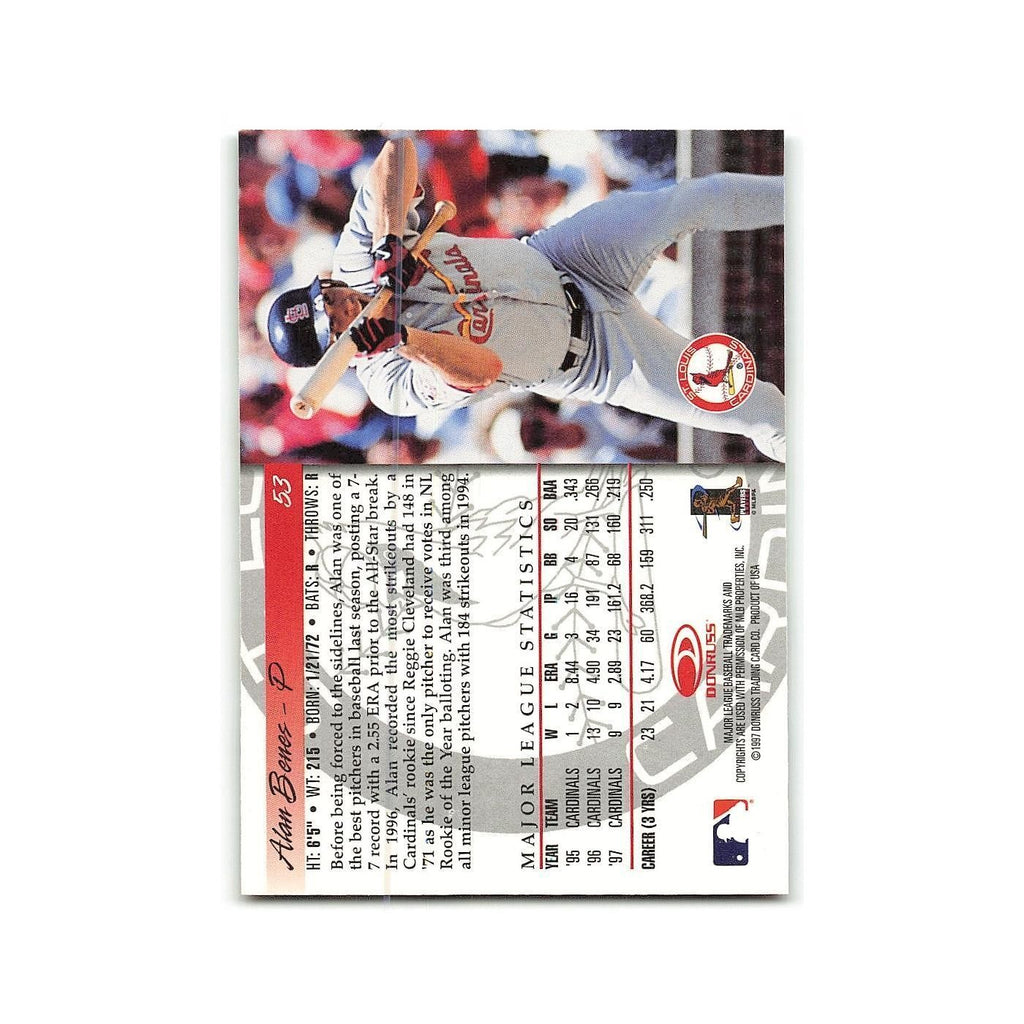 Alan Benes 1998 Donruss #53 St. Louis Cardinals Baseball Card NM