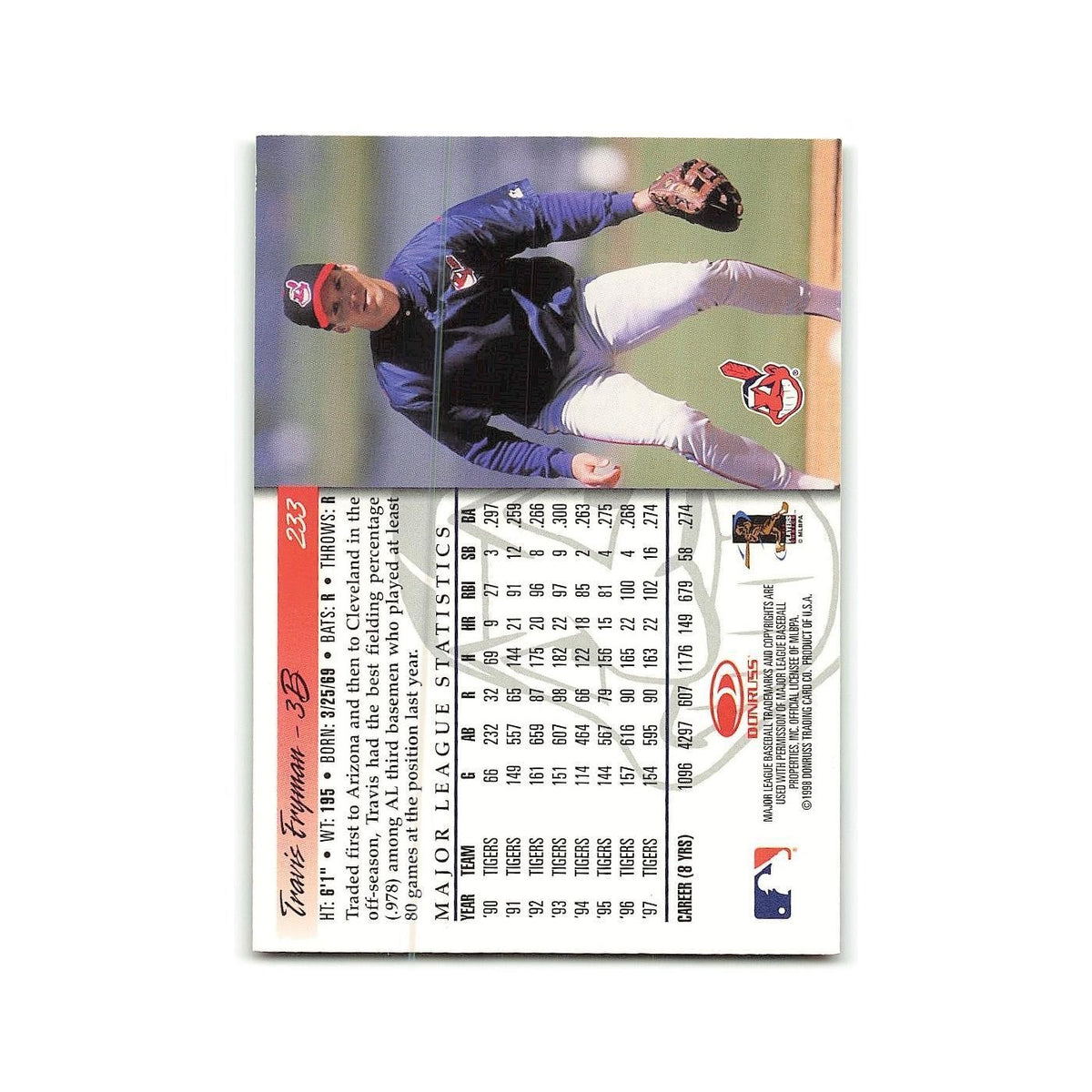 Travis Fryman 1998 Donruss #233 Cleveland Indians Baseball Card NM