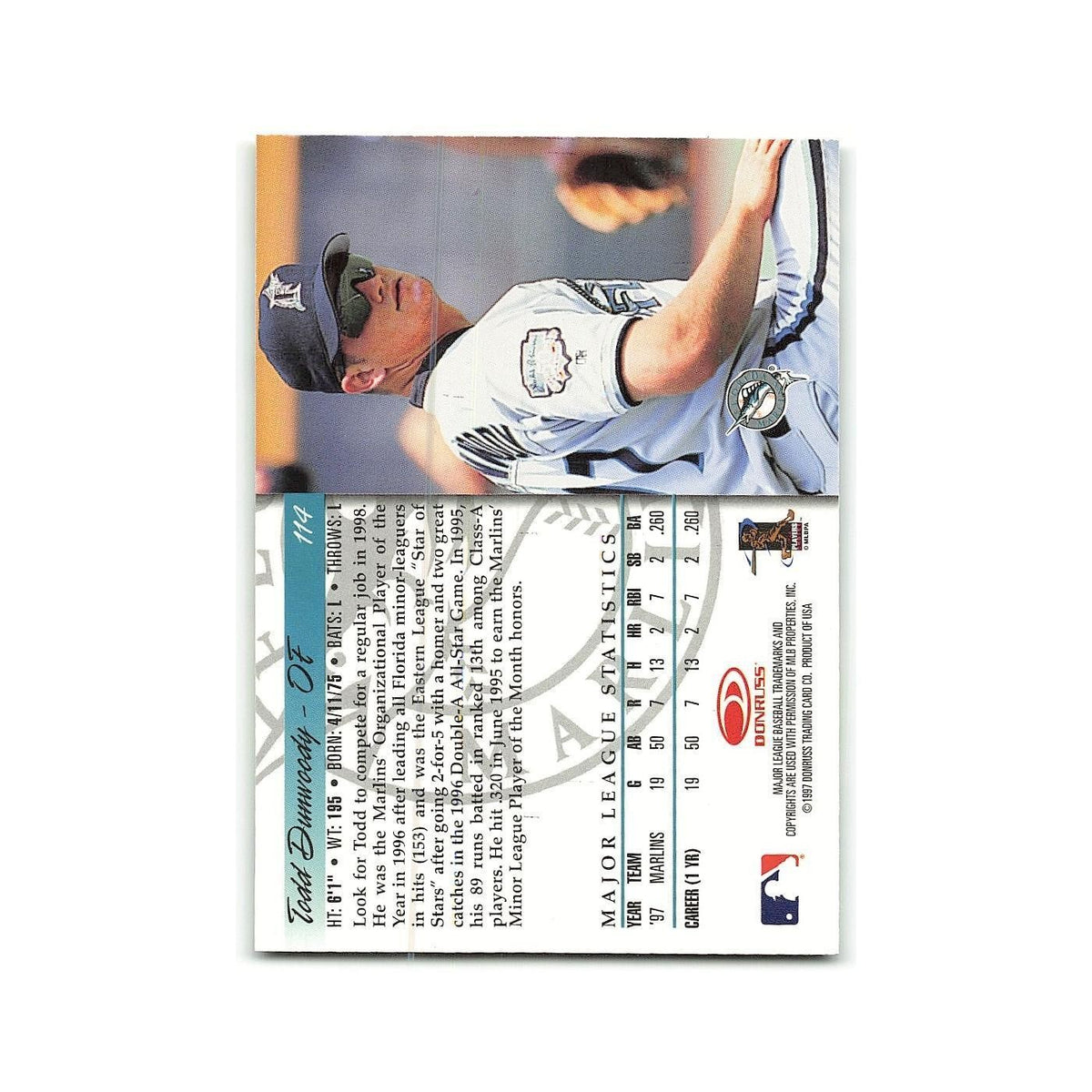 Todd Dunwoody 1998 Donruss #114 Florida Marlins Baseball Card NM