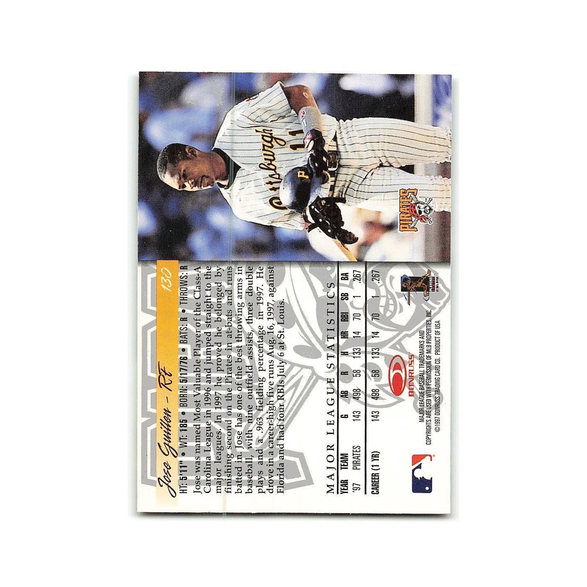 Jose Guillen 1998 Donruss #130 Pittsburgh Pirates Baseball Card NM