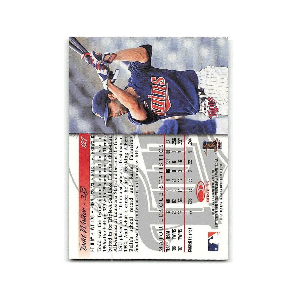 Todd Walker 1998 Donruss #127 Minnesota Twins Baseball Card NM