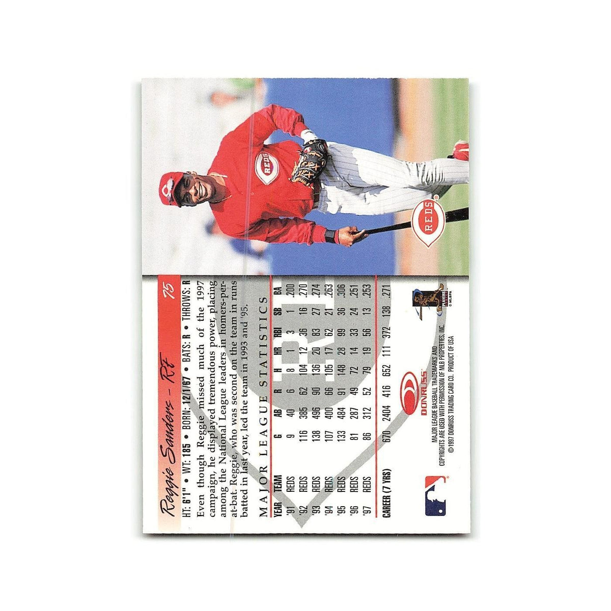 Reggie Sanders 1998 Donruss #75 Cincinnati Reds Baseball Card NM
