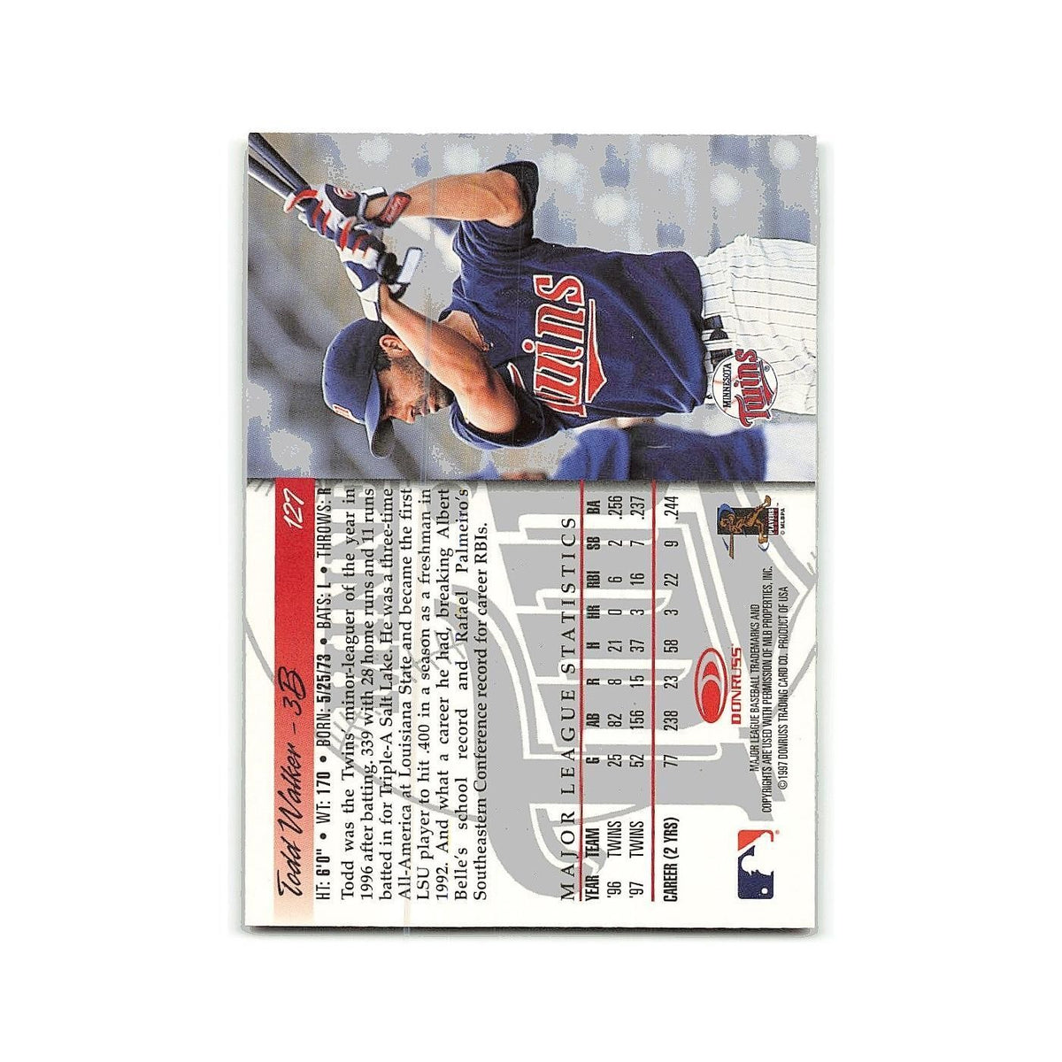 Todd Walker 1998 Donruss #127 Minnesota Twins Baseball Card NM