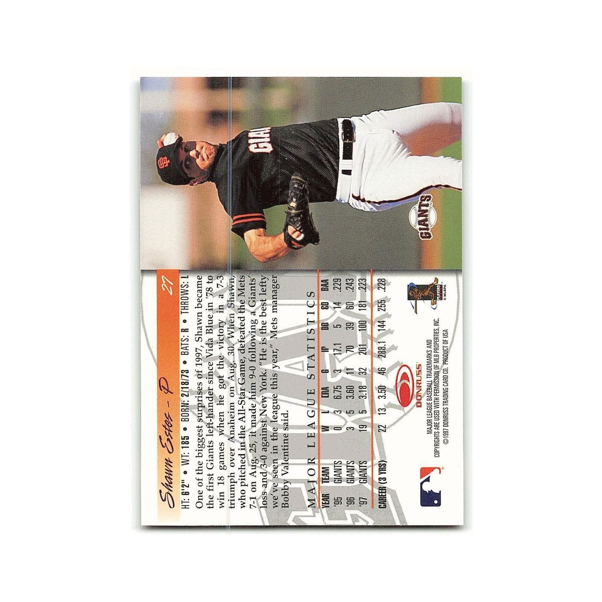 Shawn Estes 1998 Donruss #27 San Francisco Giants Baseball Card NM