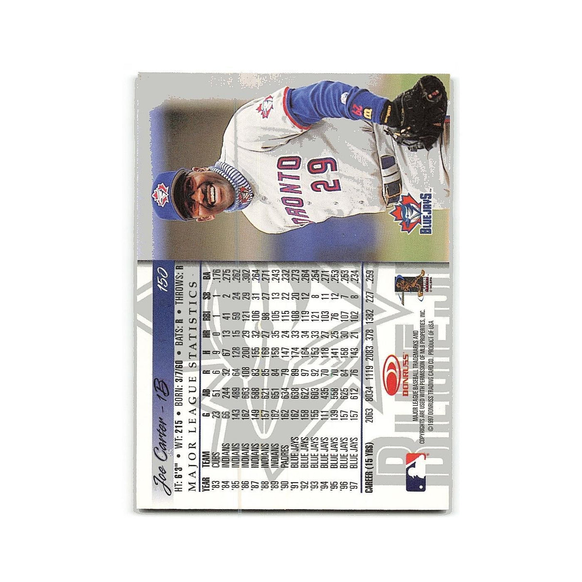 Joe Carter 1998 Donruss #150 Toronto Blue Jays Baseball Card NM