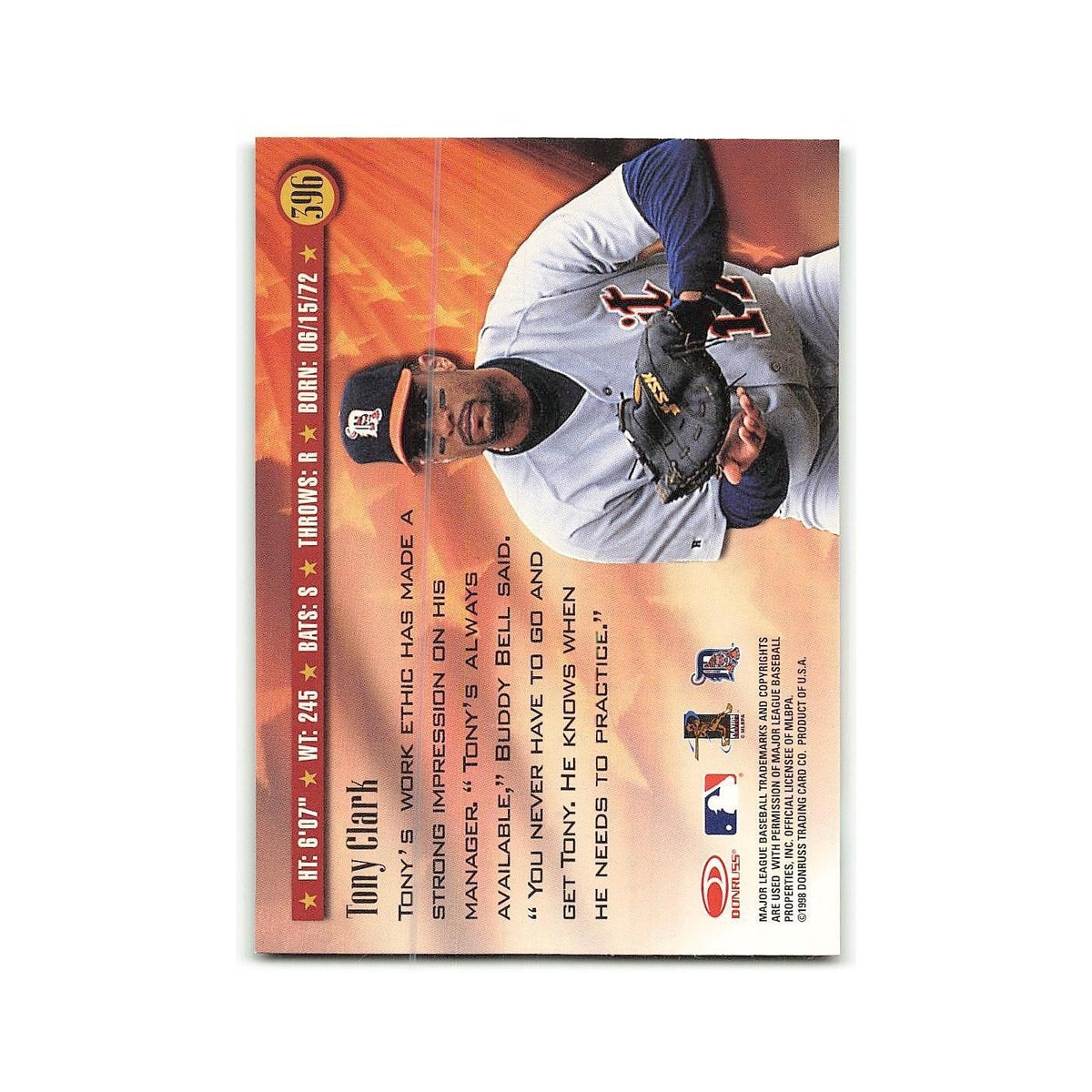 Tony Clark 1998 Donruss #396 Detroit Tigers Baseball Card NM