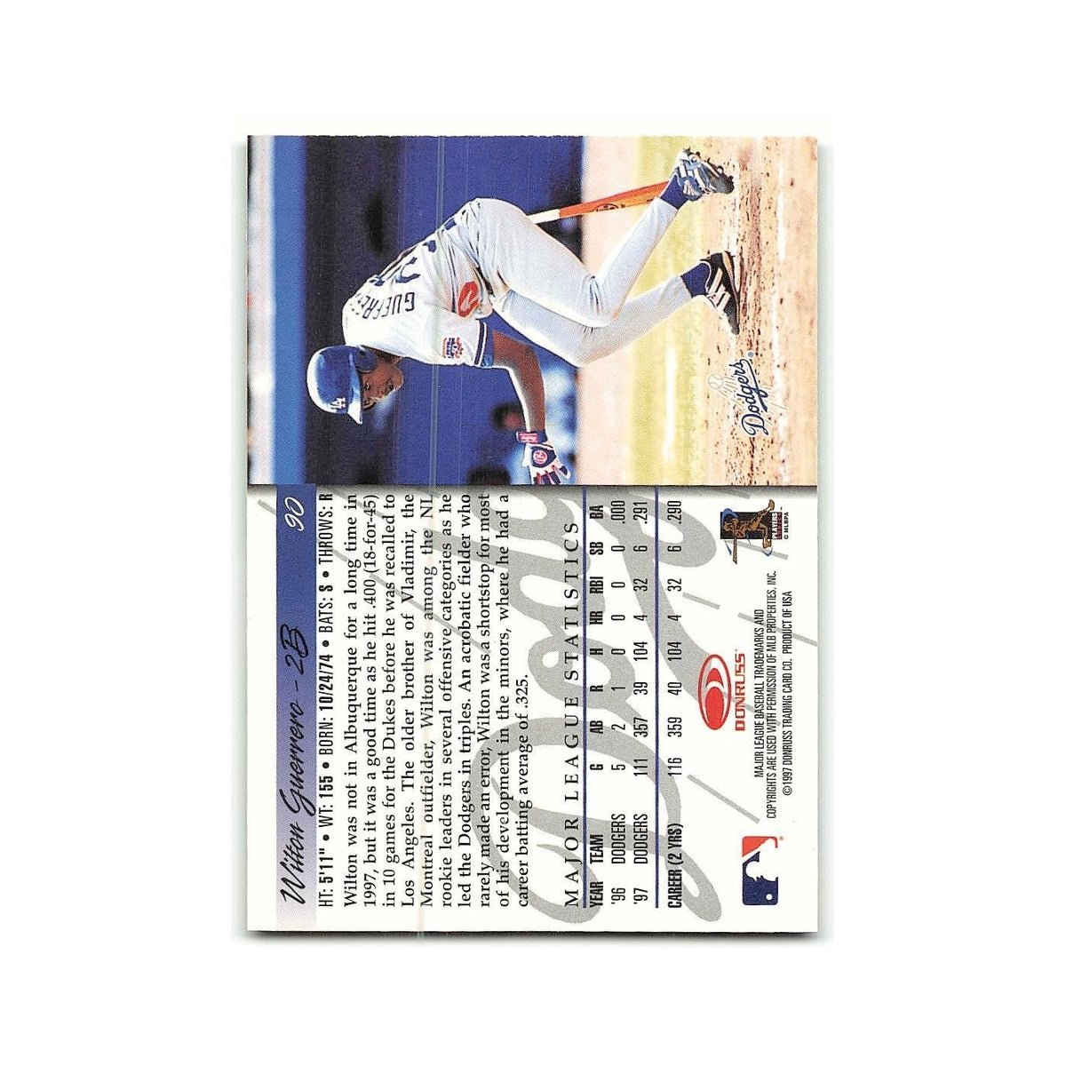 Wilton Guerrero 1998 Donruss #90 Los Angeles Dodgers Baseball Card NM