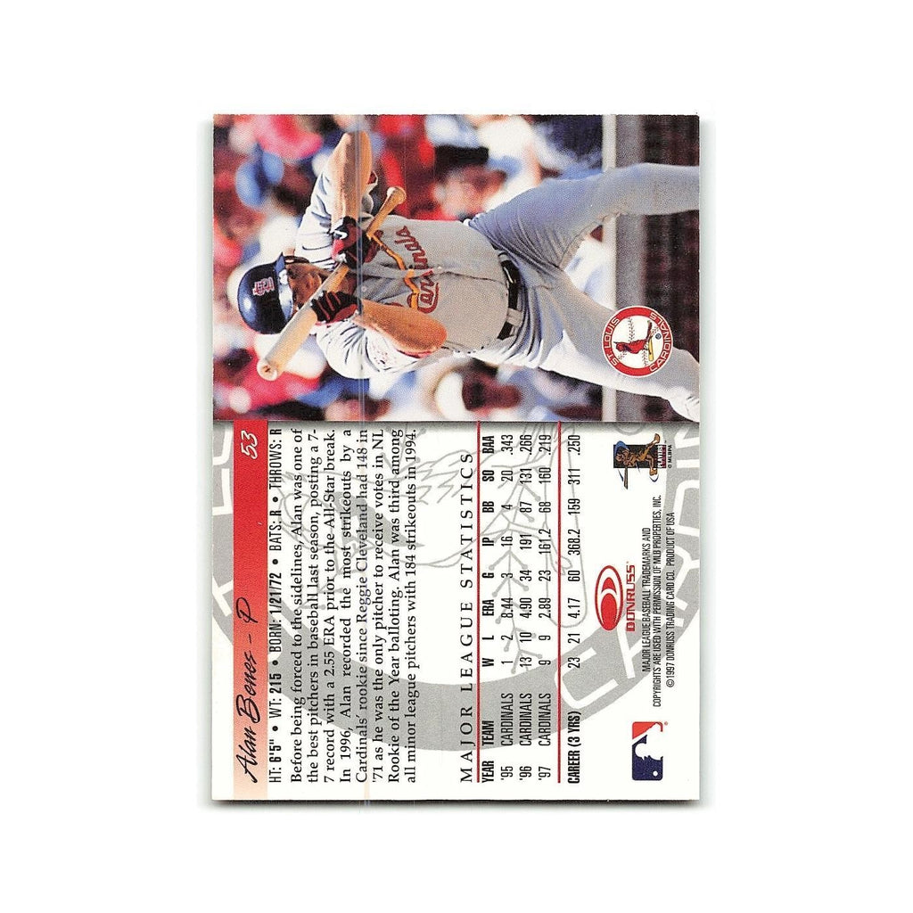 Alan Benes 1998 Donruss #53 St. Louis Cardinals Baseball Card NM