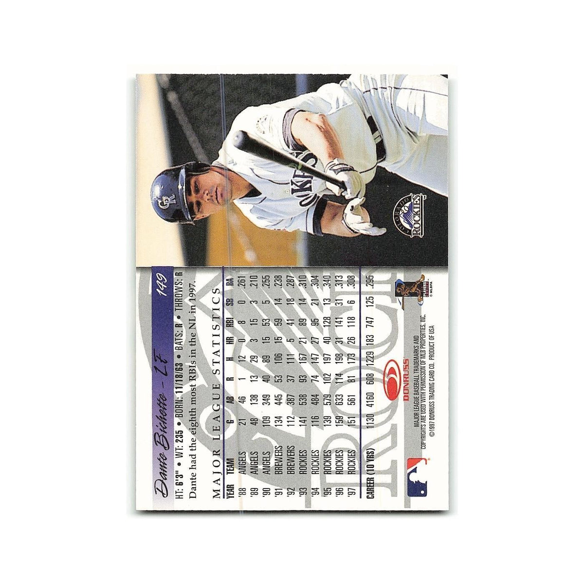 Dante Bichette 1998 Donruss #149 Colorado Rockies Baseball Card NM