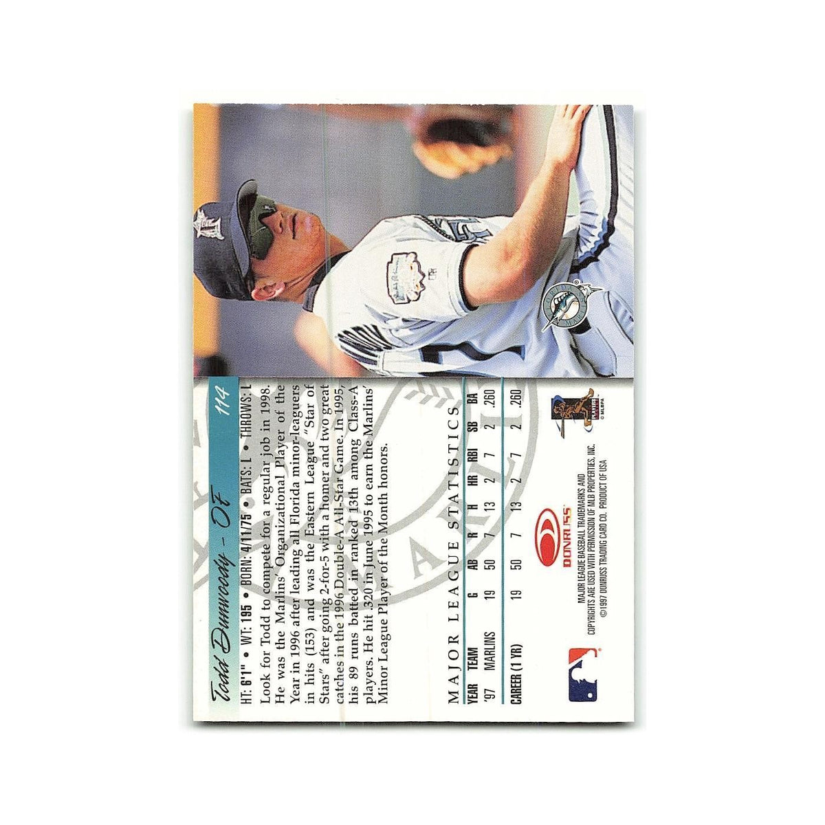 Todd Dunwoody 1998 Donruss #114 Florida Marlins Baseball Card NM