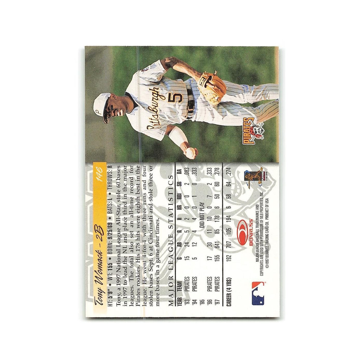 Tony Womack 1998 Donruss #146 Pittsburgh Pirates Baseball Card NM