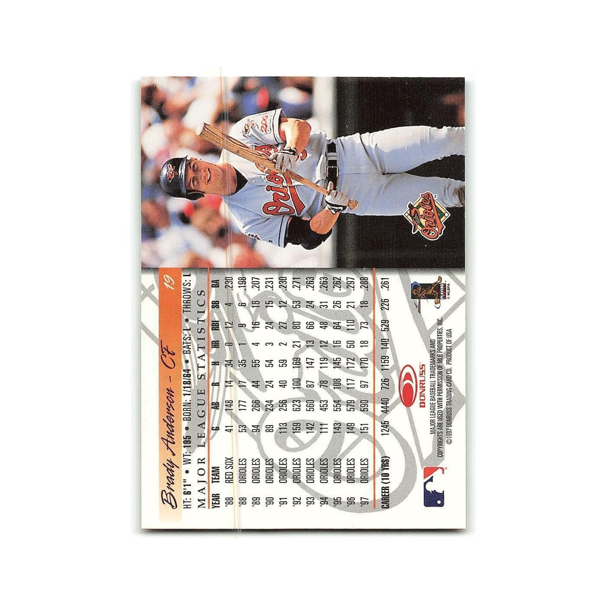 Brady Anderson 1998 Donruss #19 Baltimore Orioles Baseball Card NM
