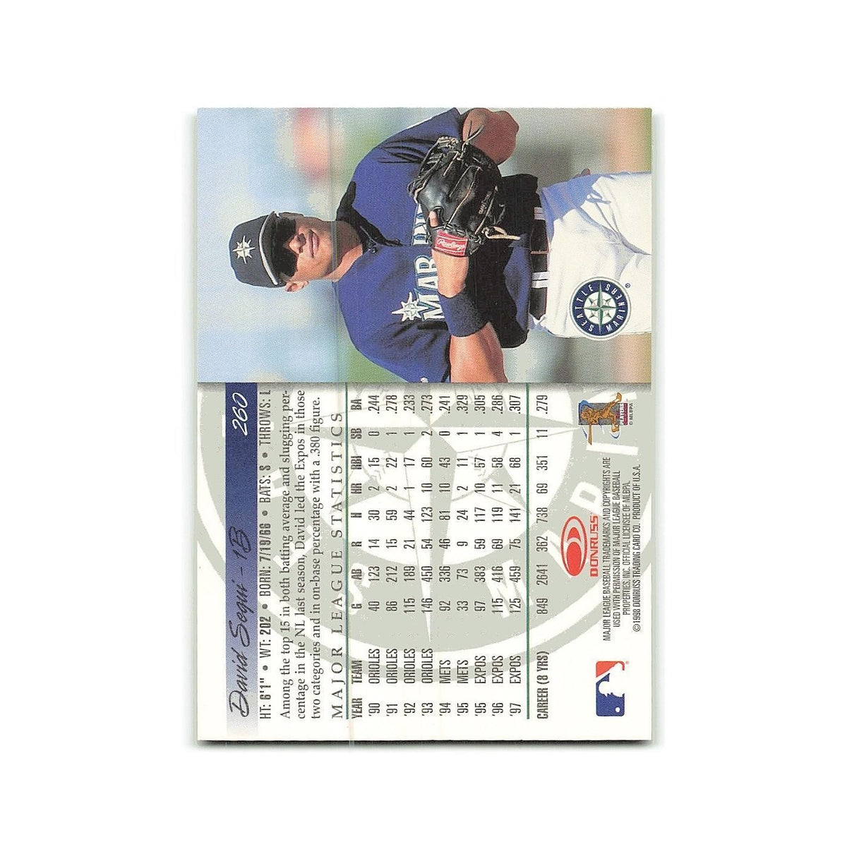 David Segui 1998 Donruss #260 Seattle Mariners Baseball Card NM