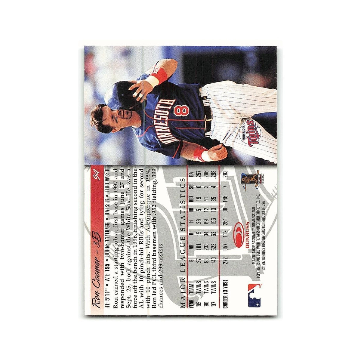 Ron Coomer 1998 Donruss #94 Minnesota Twins Baseball Card NM