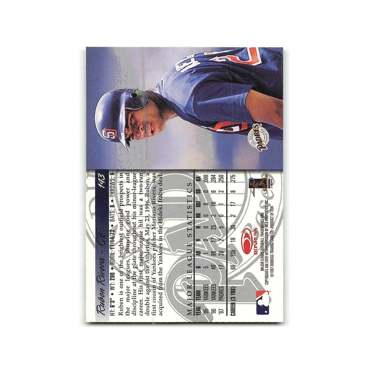 Ruben Rivera 1998 Donruss #143 San Diego Padres Baseball Card NM