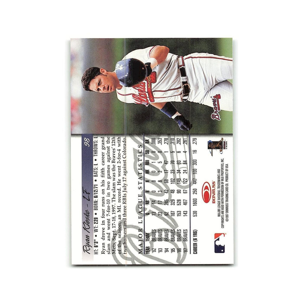 Ryan Klesko 1998 Donruss #98 Atlanta Braves Baseball Card NM
